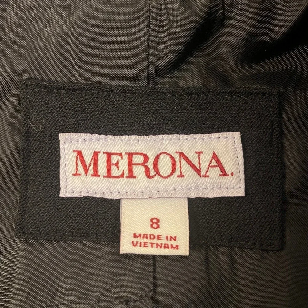 Merona Blazer‎ Women 8 Black One Button Professional Suit Jacket RN17730